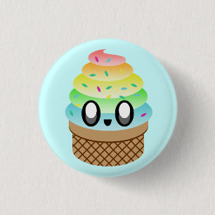 KAWAII EISCREME-REGENBOGEN-KEGEL-BUTTON-KNOPF BUTTON