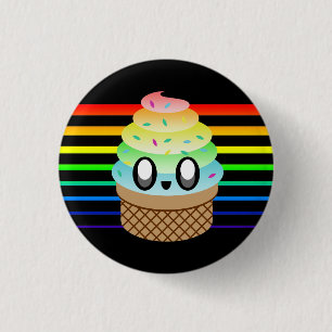 KAWAII EISCREME-REGENBOGEN-KEGEL-STREIFEN BUTTON
