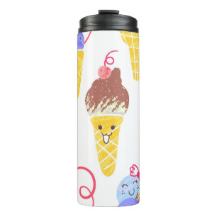 Kawaii-Eiscreme, süß, nahtloses Muster. Thermosbecher