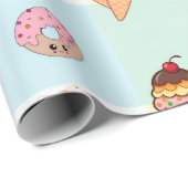 Kawaii-Eiscreme- & Tropfwrappingpapier | Geschenkpapier (Rolleneckpunkt)