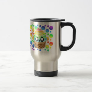Kawaii-Eiscreme-Waffel Regenbogen-Punkte Reisebecher
