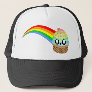 KAWAII EISCREMEKEGEL REGENBOGEN-NIEDLICHKEIT TRUCKERKAPPE