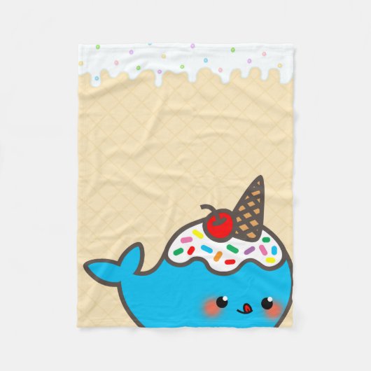Kawaii Eiskrem Narwhal Fleecedecke (Vorderseite)