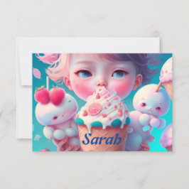 Kawaii-Eismädchen Dankeskarte