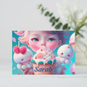 Kawaii-Eismädchen Dankeskarte (Stehend Vorderseite)