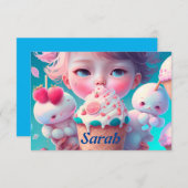 Kawaii-Eismädchen Dankeskarte (Vorne/Hinten)