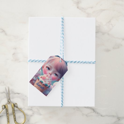 Kawaii-Eismädchen Geschenkanhänger (Mit Garn)