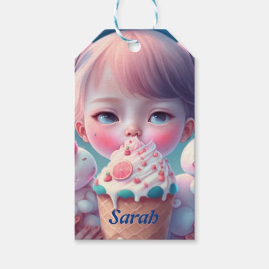 Kawaii-Eismädchen Geschenkanhänger (Vorderseite)