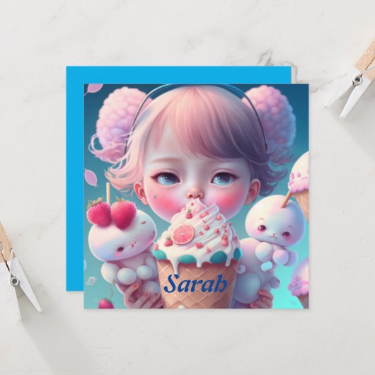 Kawaii-Eismädchen Karte (Vorderseite/Rückseite Beispiel)