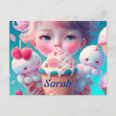 Kawaii-Eismädchen Postkarte (Vorderseite)