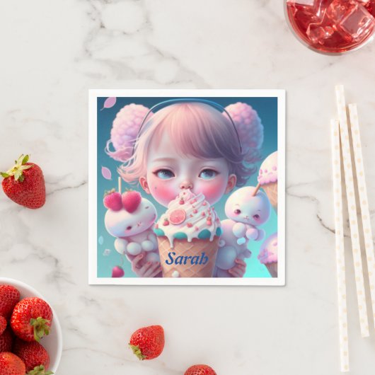 Kawaii-Eismädchen Serviette (Beispiel)