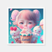 Kawaii-Eismädchen Serviette (Vorderseite)