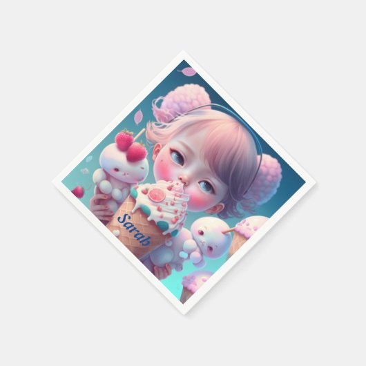 Kawaii-Eismädchen Serviette (Ecke)