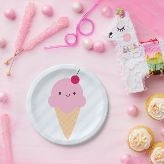 Kawaii Eistüte Pappteller (Party)