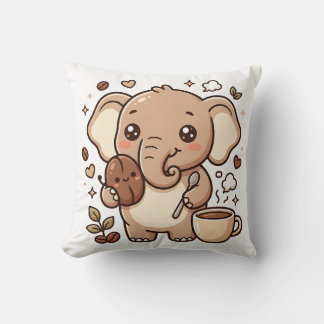 Kawaii-Elefanten-Wurfkissen - Süße Kaffee-Figur Kissen