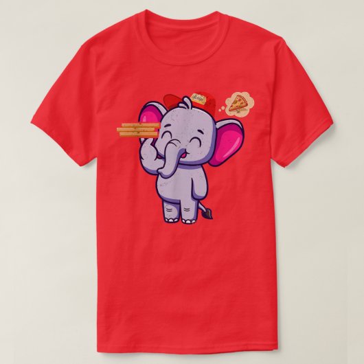 Kawaii Elephant Süße Tier Pizza Delivery Funny P T-Shirt (Design vorne)