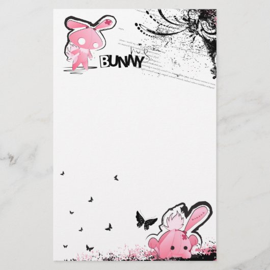 Kawaii emo Pink Bunny Stationery Briefpapier (Vorderseite)