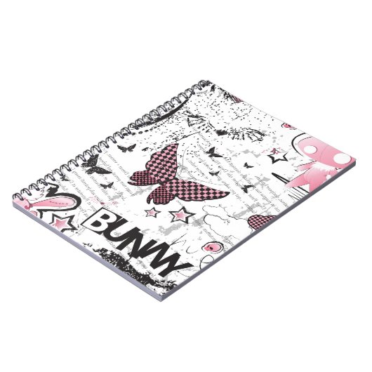 Kawaii emo Rosa-Häschen Notizblock (Linke Seite)