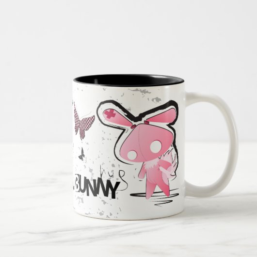 Kawaii emo Rosa-Häschen Zweifarbige Tasse (Rechts)