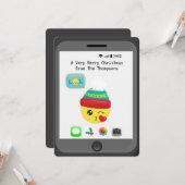 Kawaii Emoji themed Frohe Weihnachtsgrüße Karte (Vorderseite/Rückseite Beispiel)