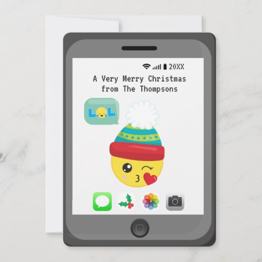 Kawaii Emoji themed Frohe Weihnachtsgrüße Karte (Vorderseite)