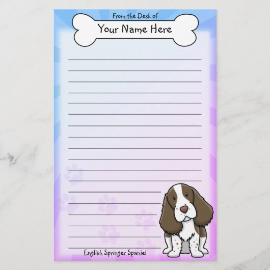 Kawaii englischer Springerspaniel-Briefpapier Briefpapier (Vorderseite)