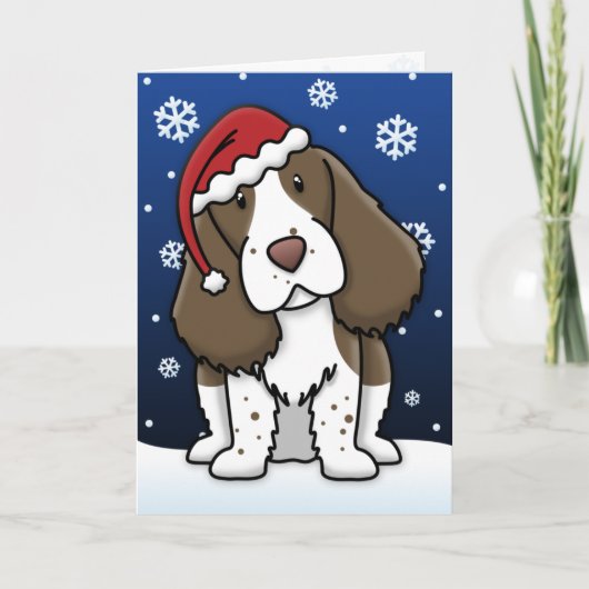 Kawaii englischer Springerspaniel-Weihnachtskarte Feiertagskarte (Vorderseite)