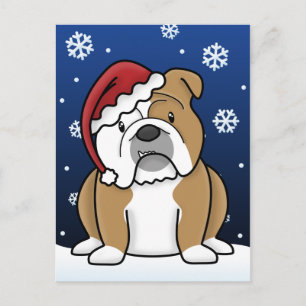 Kawaii English Bulldog Christmas Postcard Feiertagspostkarte