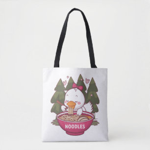 Kawaii-Ente, die Ramen isst Tasche