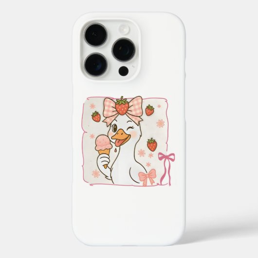 Kawaii Ente mit Erdbeereis Case-Mate iPhone Hülle (Rückseite)