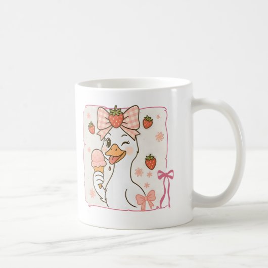 Kawaii-Ente mit Erdbeereis Kaffeetasse (Rechts)