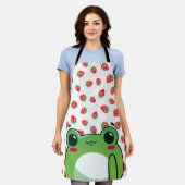 Kawaii Erdbeer Frosch Schürze (Getragen)