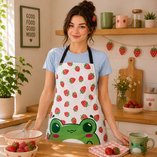 Kawaii Erdbeer Frosch Schürze