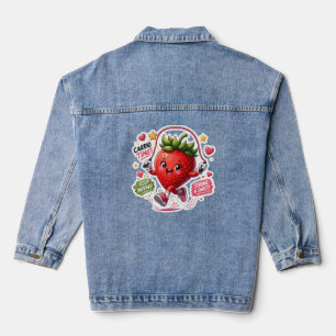 Kawaii-Erdbeer-Sprungseil-Fitness-Aufkleber Jeansjacke