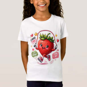 Kawaii-Erdbeer-Sprungseil-Fitness-Aufkleber T-Shirt