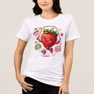 Kawaii-Erdbeer-Sprungseil-Fitness-Aufkleber Tri-Blend Shirt