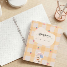 Kawaii Erdbeerbunny Gingham Pastell Notizbuch
