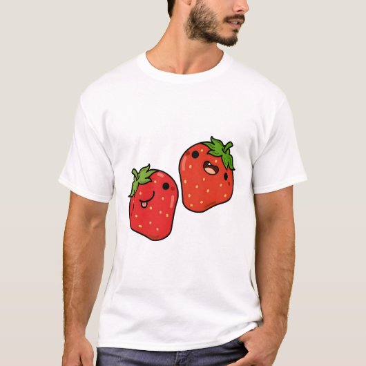 Kawaii Erdbeere Frucht T-Shirt (Vorderseite)