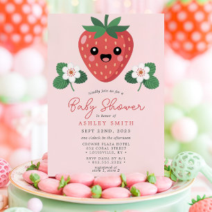 Kawaii Erdbeeren-Baby-Party Einladung
