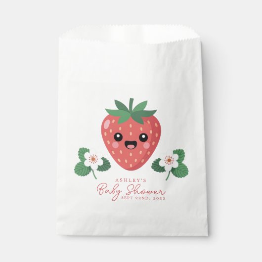 Kawaii Erdbeeren-Baby-Party Geschenktütchen (Vorderseite)