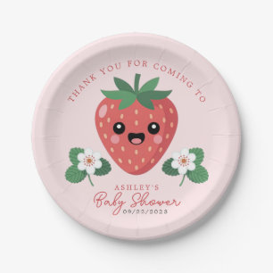 Kawaii Erdbeeren-Baby-Party Pappteller