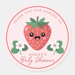 Kawaii Erdbeeren-Baby-Shower-Dankeschön Runder Aufkleber