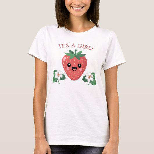 Kawaii Erdbeeren-Baby-Shower-Mama-wird-Es-ist-ein- T-Shirt (Vorderseite)