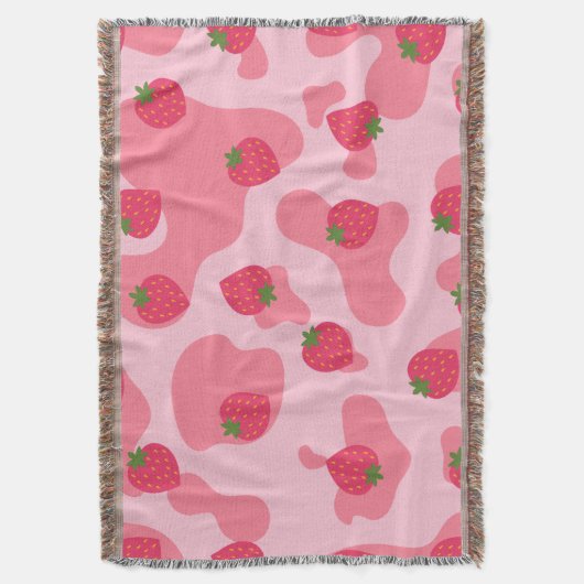 Kawaii Erdbeerkuh Muster Decke (Vorderseite Vertikal)
