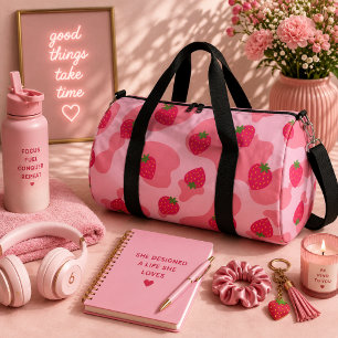 Kawaii Erdbeerkuh Muster Duffle Bag