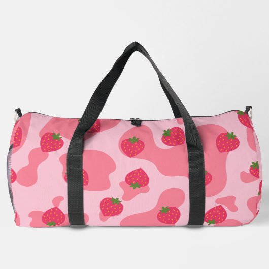 Kawaii Erdbeerkuh Muster Duffle Bag (Rückseite)
