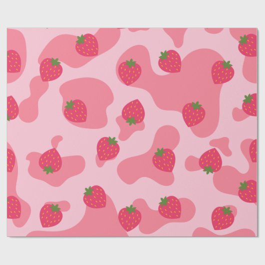 Kawaii Erdbeerkuh Muster Geschenkpapier (Flach)
