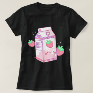 Kawaii Erdbeermilch-Ästhetik-Design T-Shirt