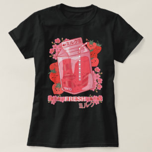 Kawaii Erdbeermilch Ästhetik Kunst T-Shirt
