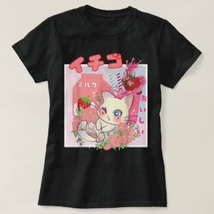 Kawaii Erdbeermilch-Katze-Ästhetik T-Shirt